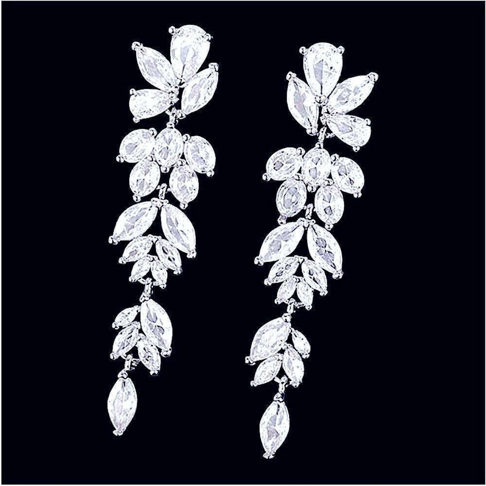 Elegant Silver Swarovski Crystal Drop Earrings - Picture 2 of 4